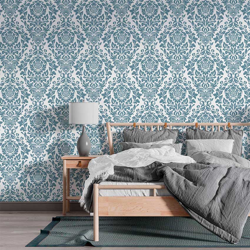 Papel de Parede Floral Cinza