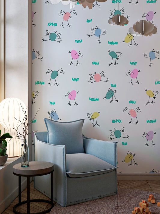 Papel de Parede Infantil Pintainhos