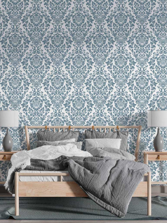 Papel de Parede Floral Cinza