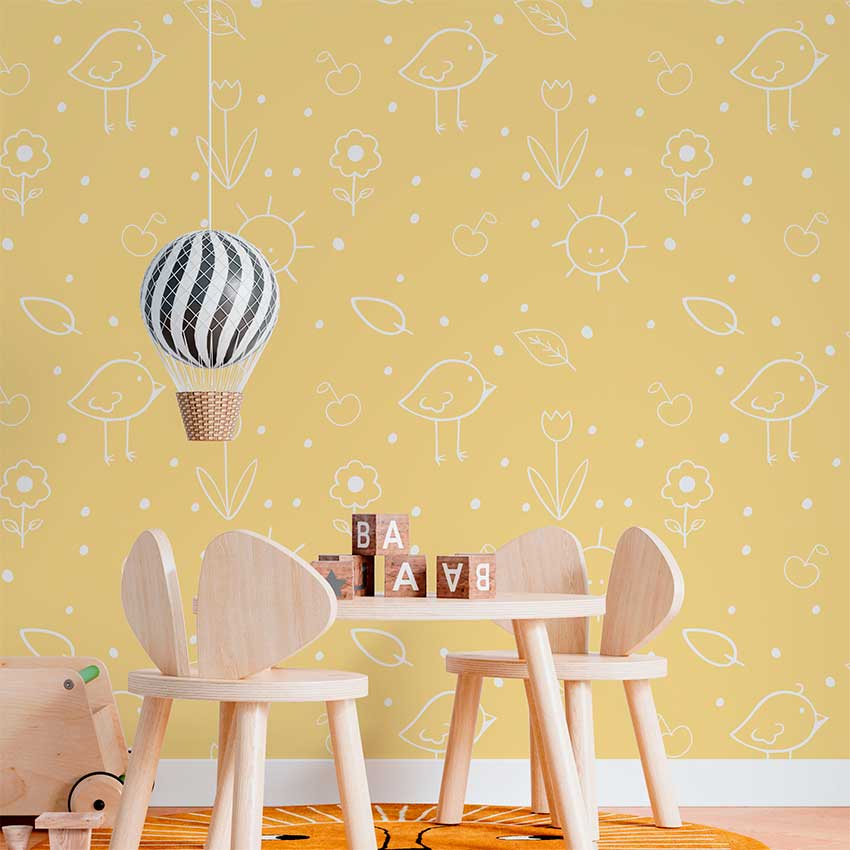 Papel de Parede Infantil Passarinho Amarelo