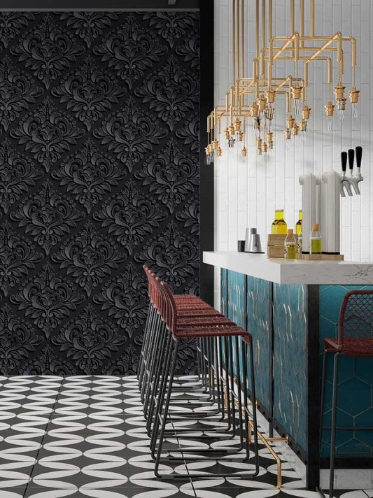 Papel de Parede Floral Preto